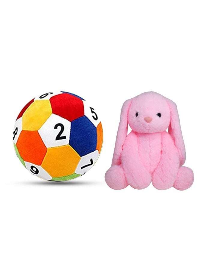 Besties Besties Ball Soft Toy Stuffed Plush Ball Kids Birthday Gift 25 cm (1234)&Besties Pink Bunny Stuffed Soft Toy Plush for Kids Baby Boy Girl Birthday (Ball + Pink Alice Rabbit)  - Image 1