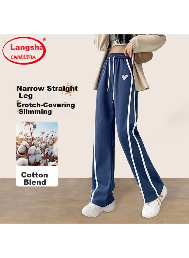 Langsha Narrow Wide-leg Pants For Women Spring And Autumn High-waist Straight Loose Sweatpants Pee Heart Casual Sports Pants