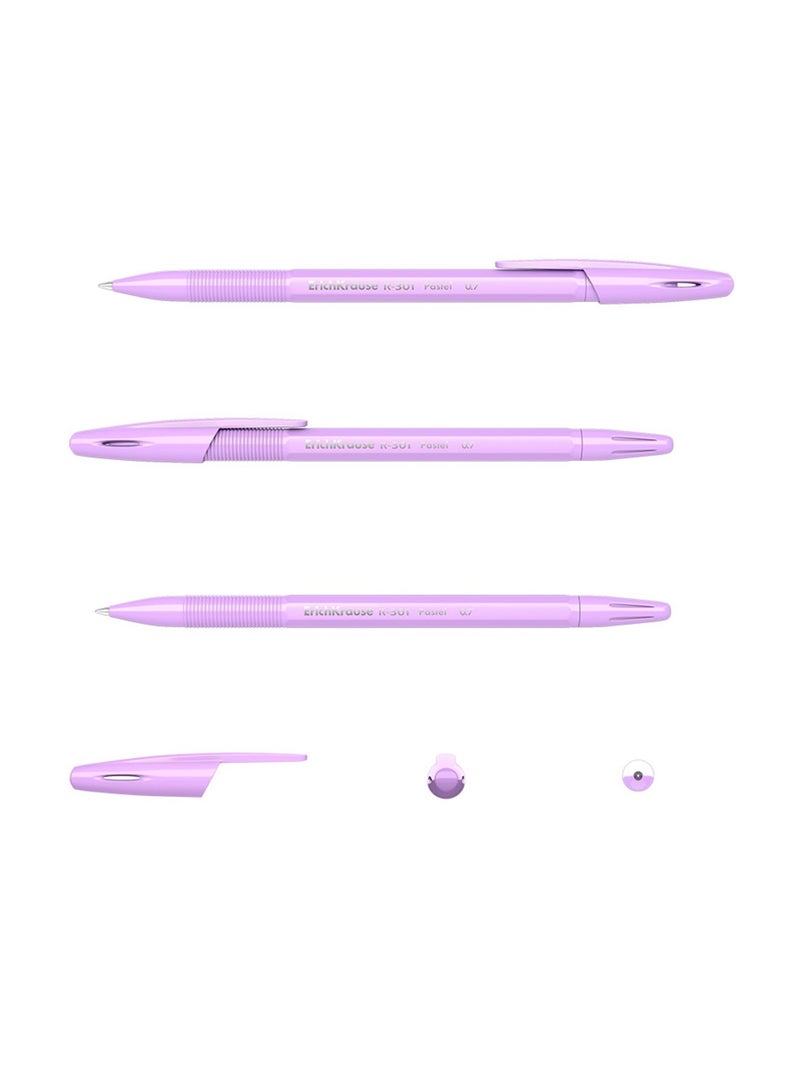 ErichKrause 50-Piece R-301 Spring Stick Ballpoint Pen 0.7mm Blue Ink Pastel Barrel Colours - Image 4