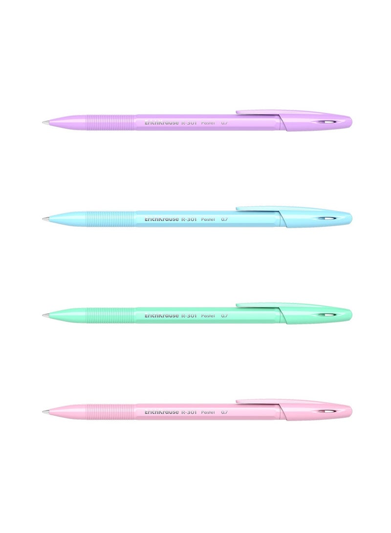 ErichKrause 50-Piece R-301 Spring Stick Ballpoint Pen 0.7mm Blue Ink Pastel Barrel Colours - Image 3