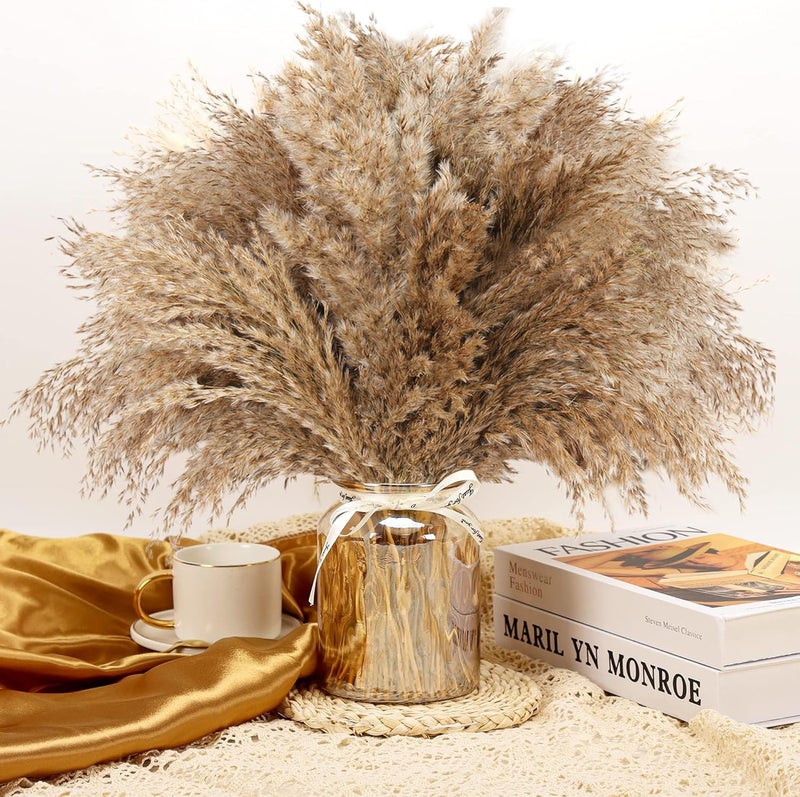 ROROUNE 30 PCS Fluffy Pompas Grass, Natural Dry Pampas Grass Small, Dried Pampas Grass Short Brown Pampass Bulk for Boho Wedding Decor Baby Shower Party Table Decor Fall Decorations for Home - Image 4