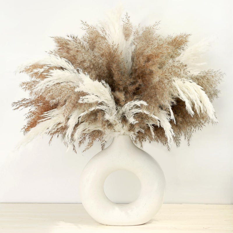 ROROUNE 30 PCS Fluffy Pompas Grass, Natural Dry Pampas Grass Small, Dried Pampas Grass Short Brown Pampass Bulk for Boho Wedding Decor Baby Shower Party Table Decor Fall Decorations for Home - Image 1