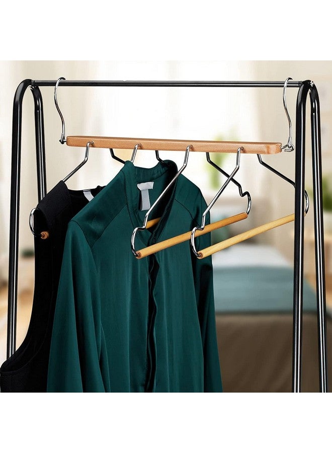 ROLLYWARE® 4 Layer Folding Wooden Pants Hanger Space Saving with 180 Degree Rotation Chrome-Plated Clothes Hook Wooden Hangers-Non Slip Multi-Layer Hangers Space Saving (1, Natural Wood) - Image 2