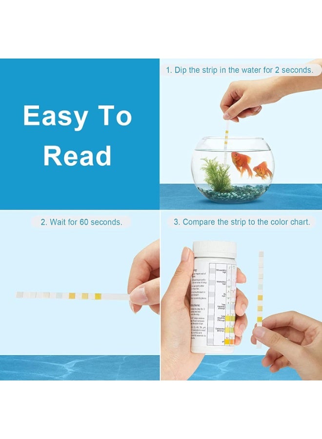 100 Pcs Aquarium Test Strips, 7-in-1 Water Test Strips for Freshwater/Saltwater, Fish Tank, Fish Pond, Test Hardness Nitrate, Nitrite, Cl2, Total Alkalinity, Carbonate, and PH - Image 3