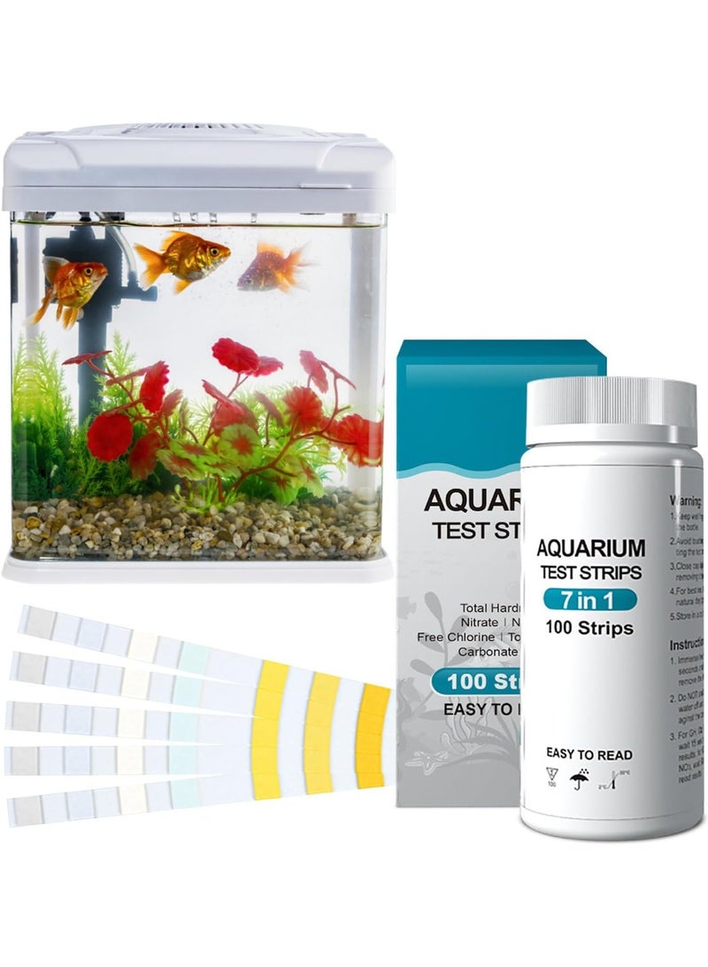 100 Pcs Aquarium Test Strips, 7-in-1 Water Test Strips for Freshwater/Saltwater, Fish Tank, Fish Pond, Test Hardness Nitrate, Nitrite, Cl2, Total Alkalinity, Carbonate, and PH - Image 1
