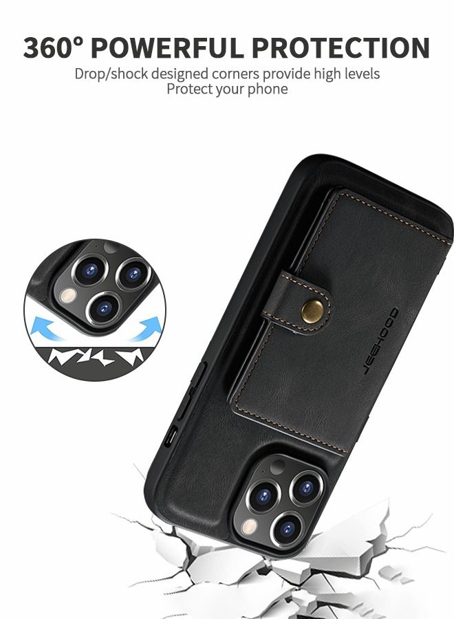 GROIC Design for IPhone 14 Pro Max Case 6.7 Inch PU Leather Wallet Shell Detachable Magnetic Back Kickstand Card Holder Slots Shockproof Protective Cover  - Image 5