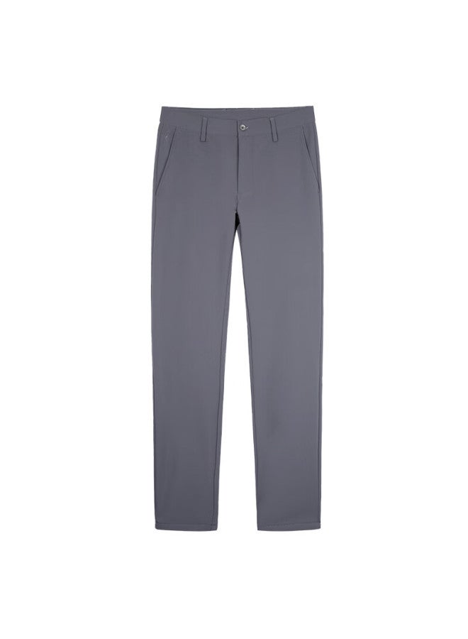 Tries Men's Casual Fleece-lined Thick Warm Solid Color Business Versatile Heavyweight Autumn Winter Stretch Pants - Image 2