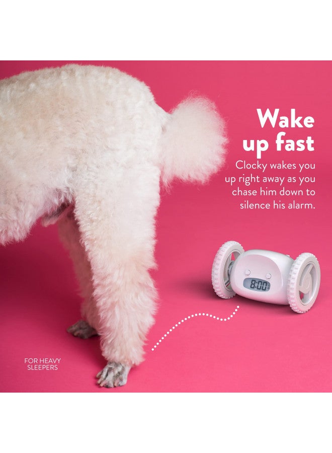CLOCKY Extra Super Loud Alarm Clock for Heavy Sleepers Adults Kids Teens Bedroom, Move Jump Roll Run Away Easy to Set Smart Digital Alarm Clock on Wheels -Funny Gag Gift (White) - Image 2