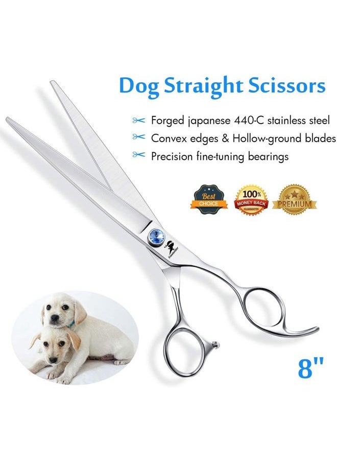 Freelander - 8 inch Professional Pet Hair Grooming Scissors Thinning Shear & Straight Edge Shear & Curved Scissors & Chunker Shears and Top Japanese 440C Stainless Steel with Pet Grooming Comb - Image 1