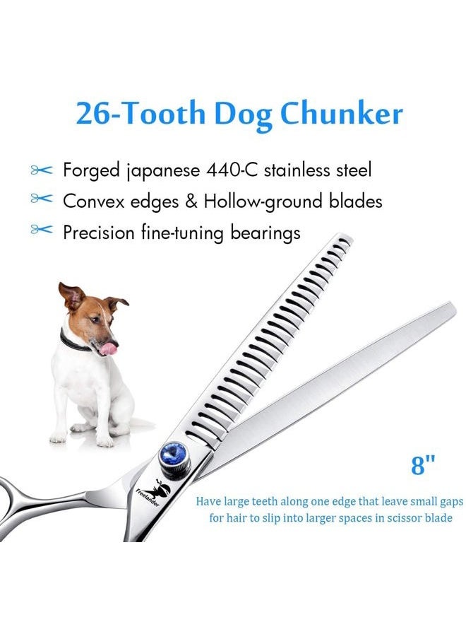 Freelander - 8 inch Professional Pet Hair Grooming Scissors Thinning Shear & Straight Edge Shear & Curved Scissors & Chunker Shears and Top Japanese 440C Stainless Steel with Pet Grooming Comb - Image 1