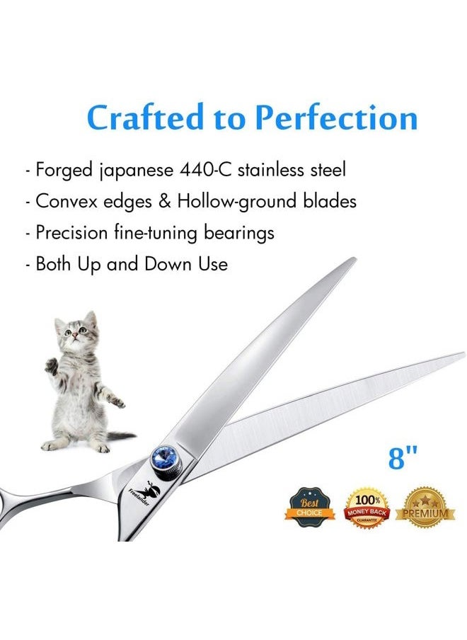 Freelander - 8 inch Professional Pet Hair Grooming Scissors Thinning Shear & Straight Edge Shear & Curved Scissors & Chunker Shears and Top Japanese 440C Stainless Steel with Pet Grooming Comb - Image 1