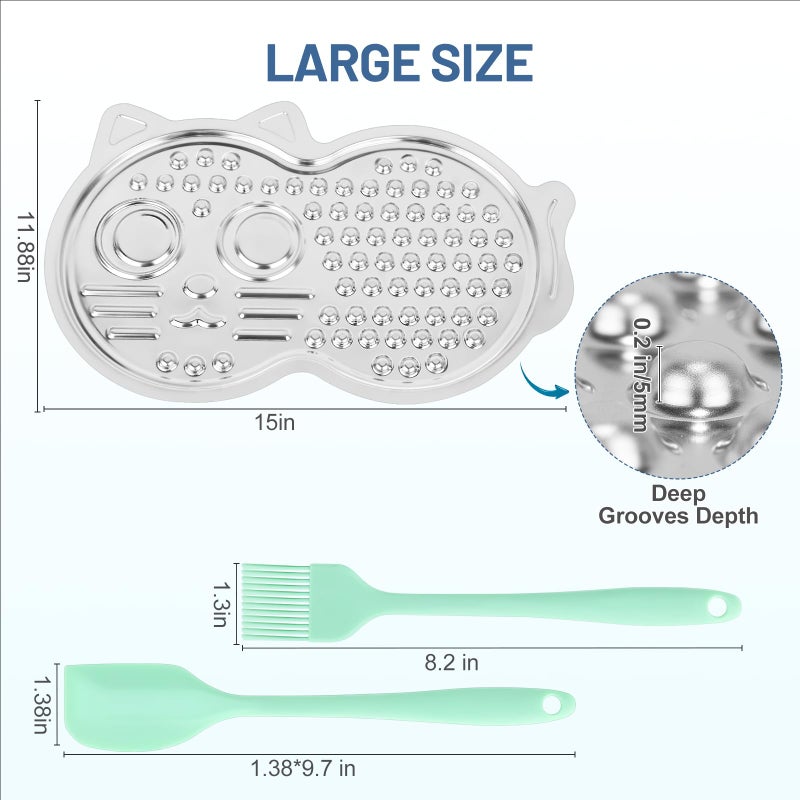 Morlivan Stainless Steel Lick Mat for Dogs & Cats, Large Pet-Shaped Slow Feeder Pad, Chew-Proof, Non-Slip Licking Mat for Slow Eating, Stress Relief, Whisker Friendly for Cats - Image 2