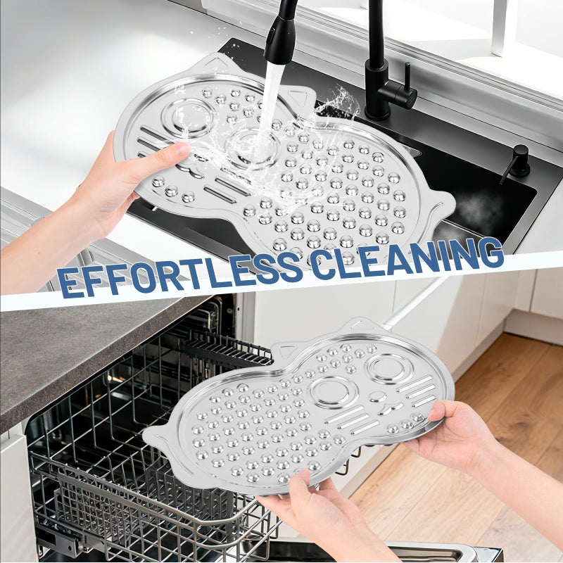 Morlivan Stainless Steel Lick Mat for Dogs & Cats, Large Pet-Shaped Slow Feeder Pad, Chew-Proof, Non-Slip Licking Mat for Slow Eating, Stress Relief, Whisker Friendly for Cats - Image 4