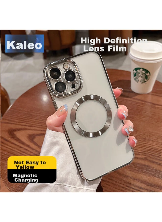 kelleia Kalaio Iphone 16 Pro Max Case, Iphone 16 Pro Max Electroplated Magnetic Protective Cover With Camera Lens Film, Full Protection Ultra-thin Shockproof Case, Gray - Image 1