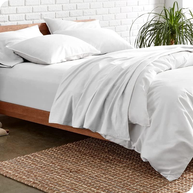 Edenwald Elastic Fitted Bedsheets King Bed Size 400 TC - Cotton Elastic Bedsheet King Bed Only (72 x 70 Inches)_with 8 Inch Drop- Color_White Solid [ Fitted Sheet Only Pillow Cover Not Included - Image 2