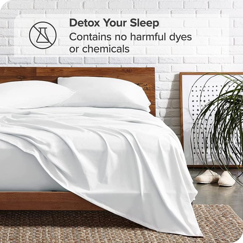 Edenwald Elastic Fitted Bedsheets King Bed Size 400 TC - Cotton Elastic Bedsheet King Bed Only (72 x 70 Inches)_with 8 Inch Drop- Color_White Solid [ Fitted Sheet Only Pillow Cover Not Included - Image 3
