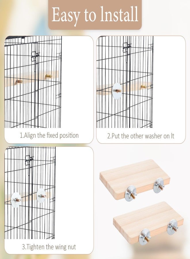 EupHHonycs قطعتان من منصات مجثم الطيور المسطحة، 5.9 × 3.14 بوصة، منصة قفص الطيور، منصات مجثم مستطيلة مع حلقات من الفولاذ المقاوم للصدأ، مناسبة للكوكاتيل والجرذان والهامستر وخنازير غينيا والكونيور - Image 4