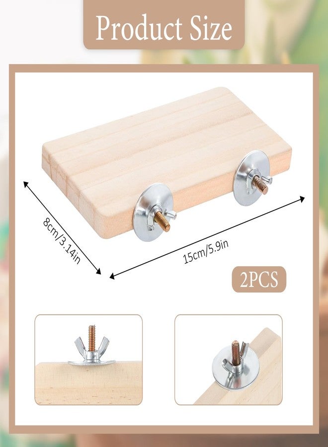 EupHHonycs قطعتان من منصات مجثم الطيور المسطحة، 5.9 × 3.14 بوصة، منصة قفص الطيور، منصات مجثم مستطيلة مع حلقات من الفولاذ المقاوم للصدأ، مناسبة للكوكاتيل والجرذان والهامستر وخنازير غينيا والكونيور - Image 2