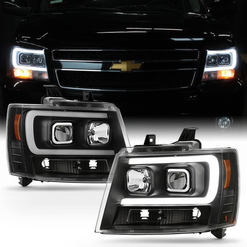 ACANII Black Edition LED DRL Projector Headlights for 2007-2014 Chevy Suburban Tahoe Avalanche - Image 1