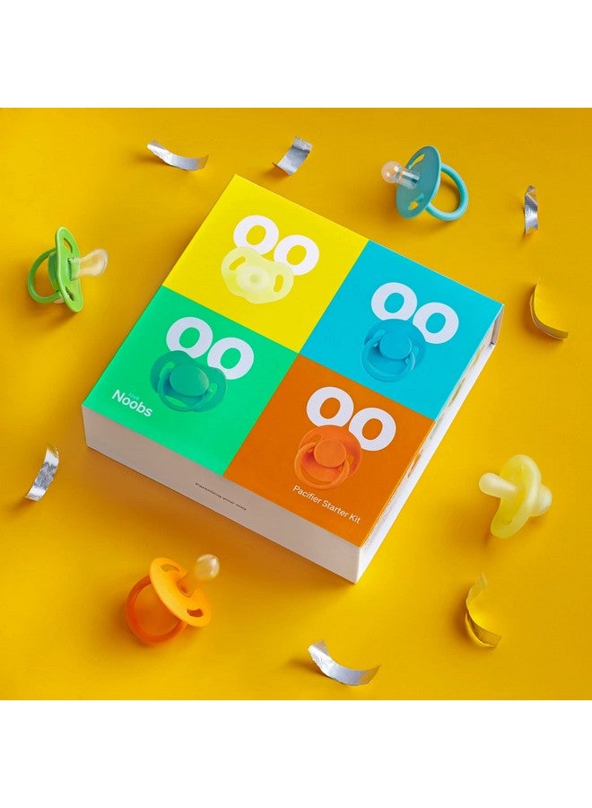 Love Noobs Pacifier Starter Kit by LoveNoobs, 4 Pack, Pacifiers 0-6 Months, Baby Starter Kit, Newborn Silicone Dummy, Orthodontic, Teething Soothers, Newborn Gift, Yellow - Image 5
