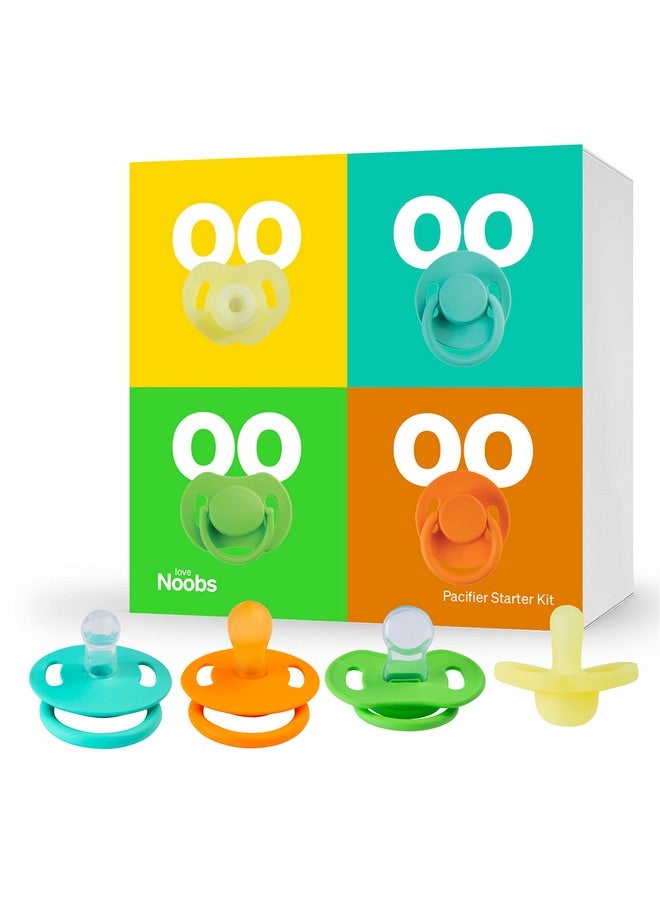 Love Noobs Pacifier Starter Kit by LoveNoobs, 4 Pack, Pacifiers 0-6 Months, Baby Starter Kit, Newborn Silicone Dummy, Orthodontic, Teething Soothers, Newborn Gift, Yellow - Image 1