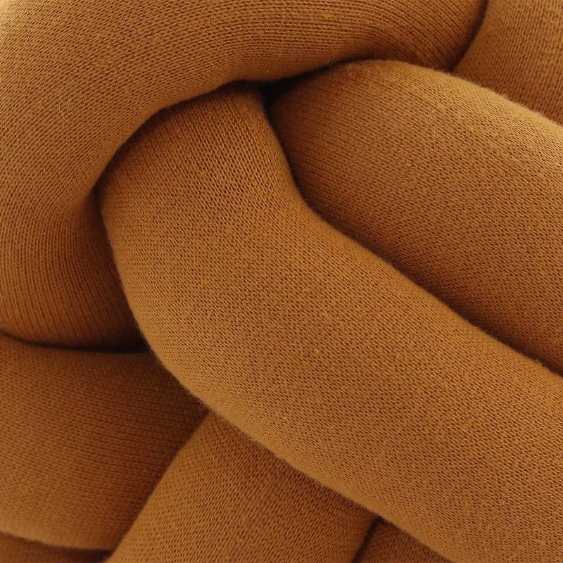 Pluchi Nodo Combed Cotton Knitted Knot Pillow/Knot Pillow for Sofa Mustard Color (30 cm x 30 cm) - Image 3