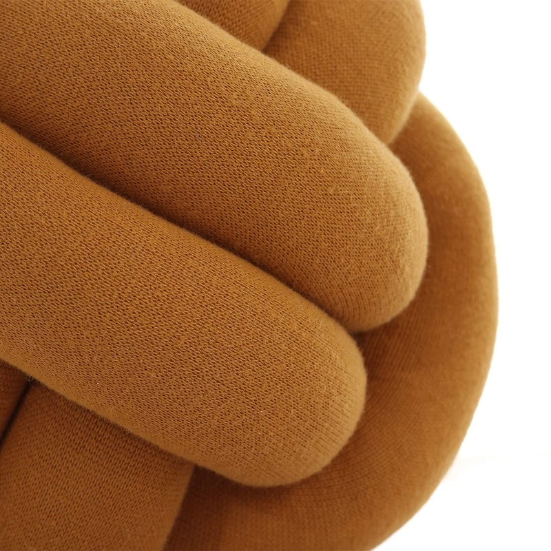 Pluchi Nodo Combed Cotton Knitted Knot Pillow/Knot Pillow for Sofa Mustard Color (30 cm x 30 cm) - Image 2