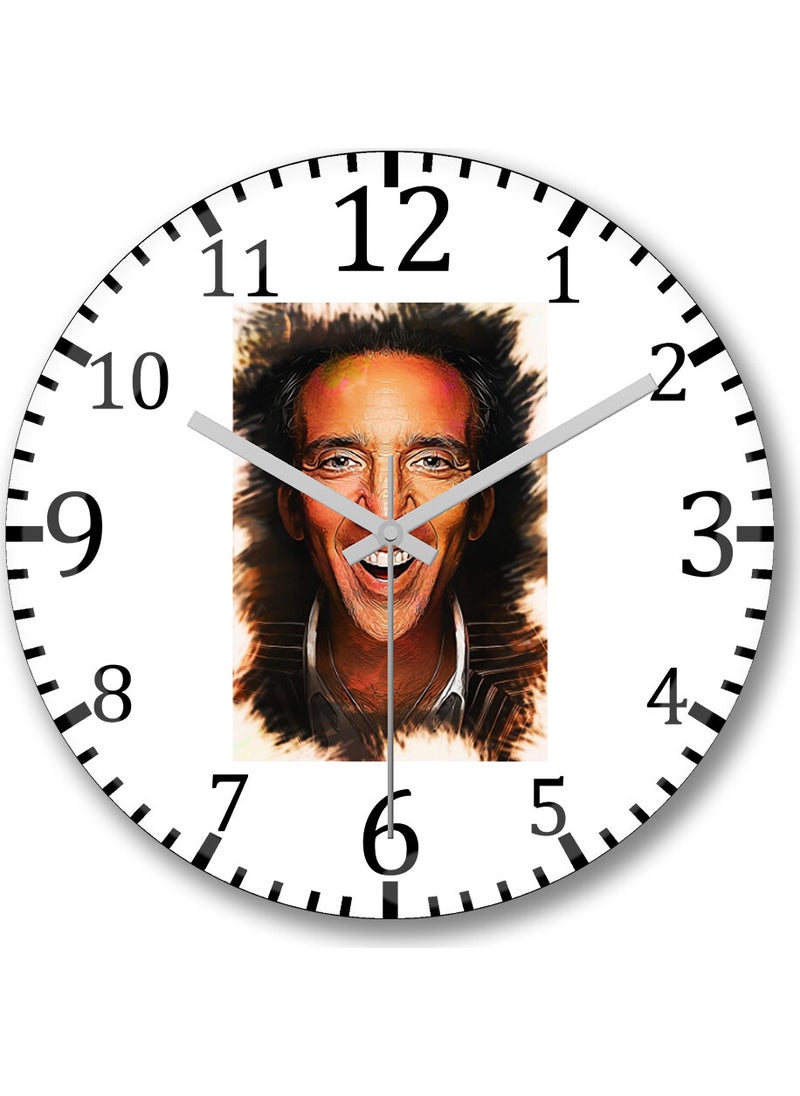 Baskı Dükkanı Print Shop Nicolas Cage Wall Clock Curved Real Glass  - Image 1
