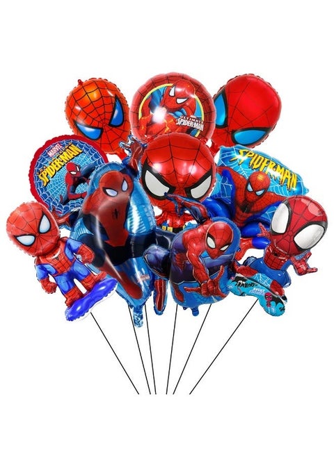 Spider-Man Foil Balloon Set for Kids – 10 PCS Spider-Man Balloons, Spider-Man Birthday Party Decoration Supplies, Cartoon Superhero Balloons for Party Favors