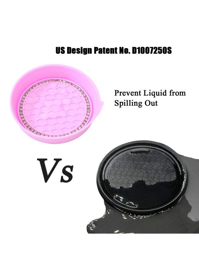 Amooca Car Cup Coaster Universal Non-Slip Cup Holders Bling Crystal Rhinestone Car Interior Accessories 4 Pack Pink - Image 5