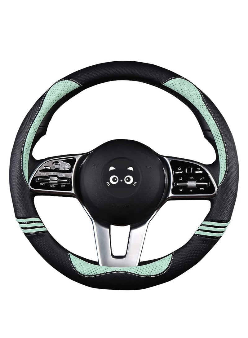 SYOSI C ute Steering Wheel Cover for Women, Carbon FiberPerforated Leather with Anti Slip Rubber Ring, Steering Wheel Protector, Universal Fit 14.5 15 inches for Cars,SUV Fruit Green  - Image 1