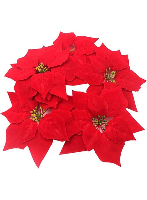 Artificial Christmas Flowers Heads Poinsettia Tree Ornaments Christmas