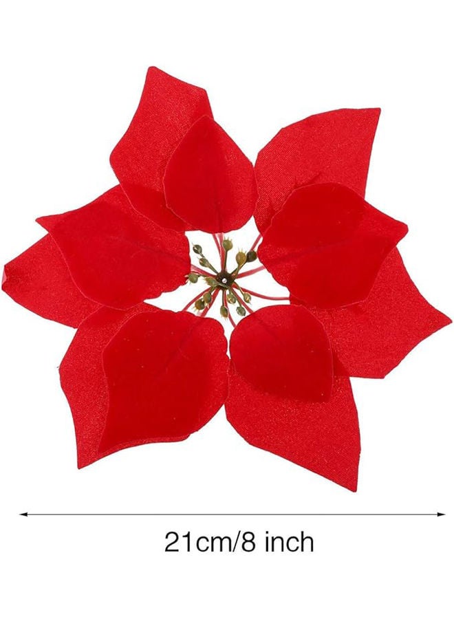 Artificial Christmas Flowers Heads Poinsettia Tree Ornaments Christmas - Image 2