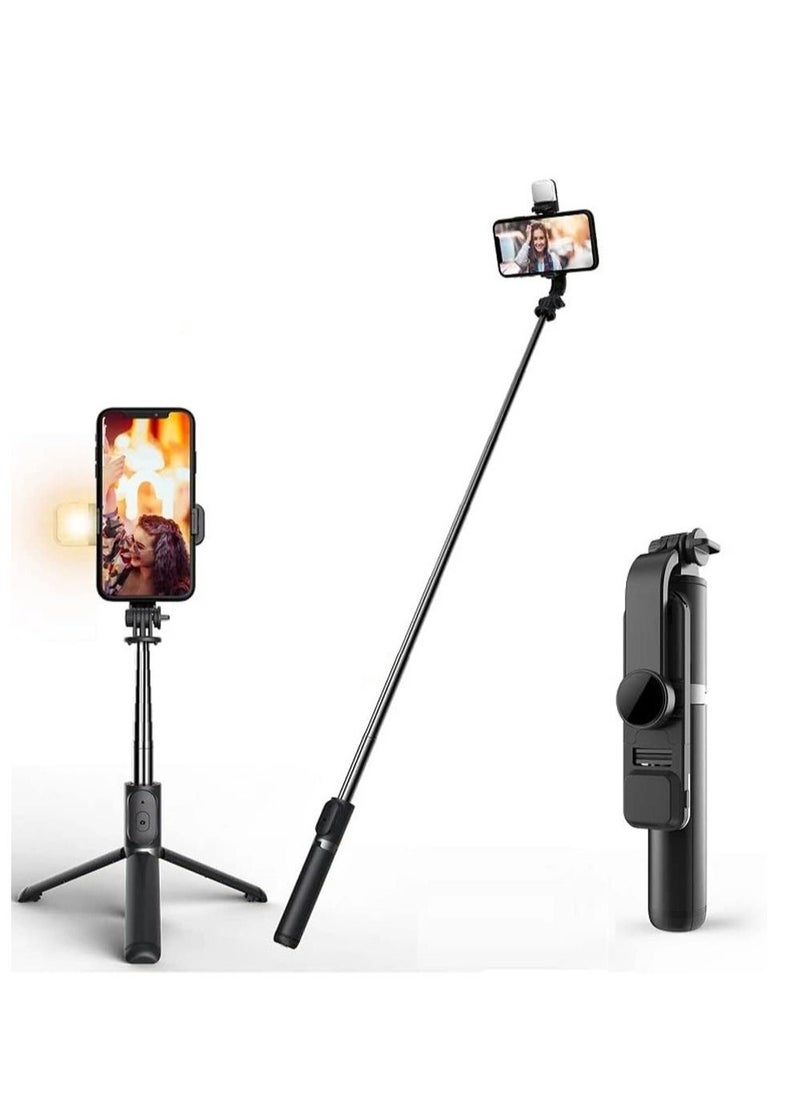 Raxoom Selfie Stick Tripod, 41 Inch Extendable Portable Selfie Stick with Fill Light Bluetooth Wireless Remote and Tripod Stand for iOS and Android - Image 1