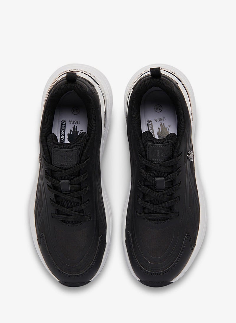 يو اس بولو اسن سنيكرز نسائي أسود فاخر حصرية رمضان بلمعان معدني وأناقة سهلة - Image 4