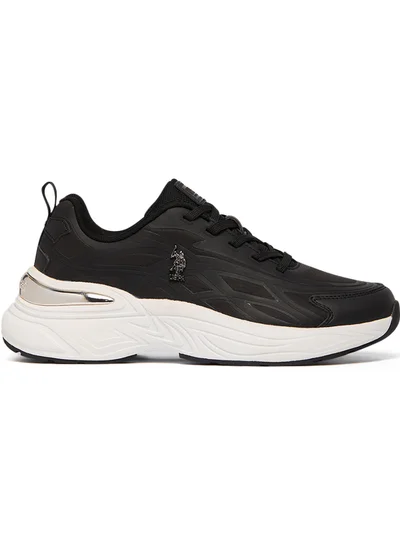 U.S. Polo Assn. Women's Black Low-Top Premium Ramadan Exclusive Sneakers – Metallic Shine, Effortless Elegance!