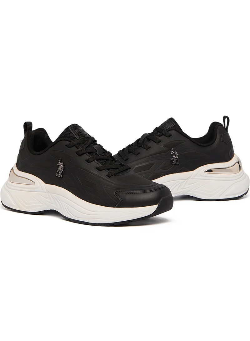 U.S. Polo Assn. Women's Black Low-Top Premium Ramadan Exclusive Sneakers – Metallic Shine, Effortless Elegance!