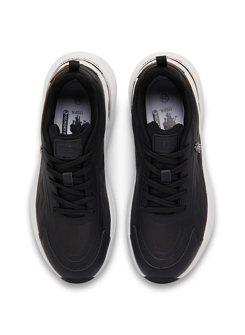U.S. Polo Assn. Women's Black Low-Top Premium Ramadan Exclusive Sneakers – Metallic Shine, Effortless Elegance!