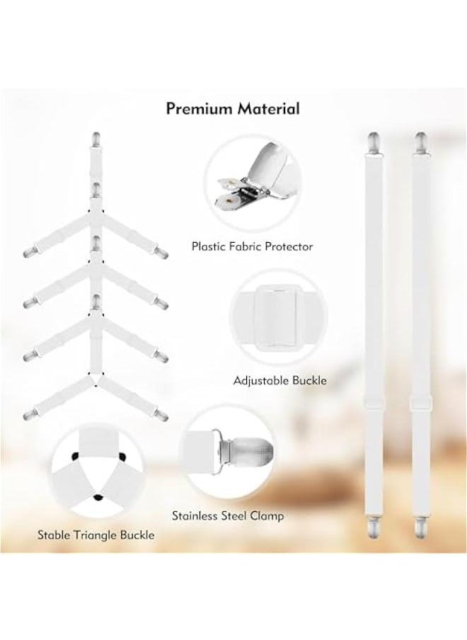 MIXDE Bed Sheet Holder Straps, 4+2 Pcs Adjustable Mattress Sheet Clips, Bed Sheet Fasteners Elastic Sheet Suspenders to Keep Bed Sheet in Place for Different Beds (White)  - Image 5