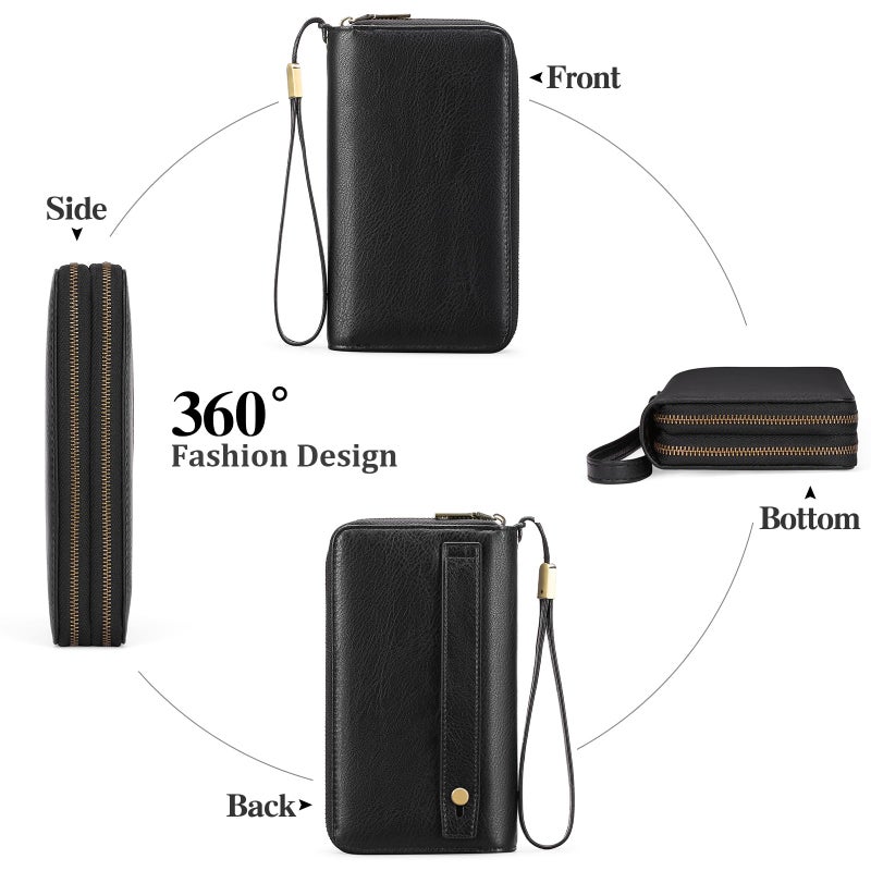 GAEKEAO Wallet for Women Clutch RFID Blocking Leather Wristlet Purse Large Capacity Credit Card Holder with Grip Hand Strap - Image 4