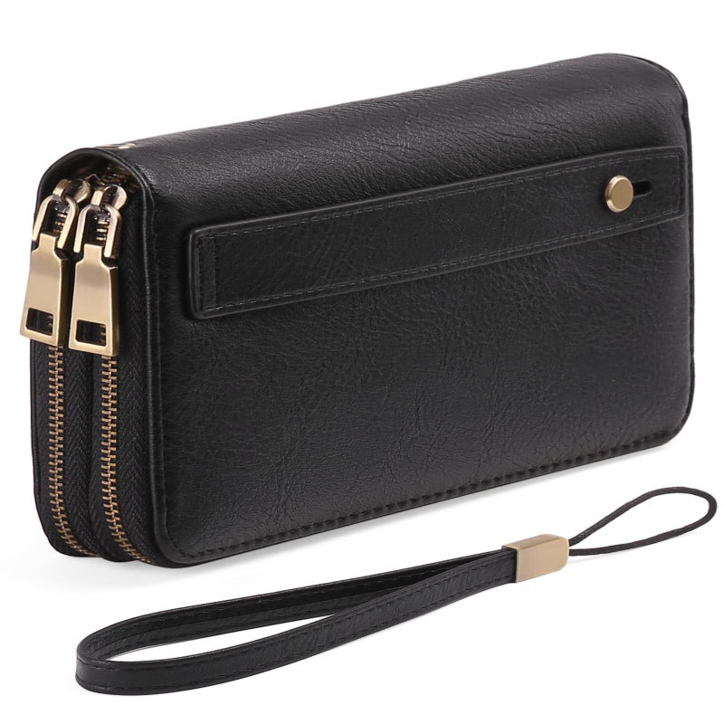GAEKEAO Wallet for Women Clutch RFID Blocking Leather Wristlet Purse Large Capacity Credit Card Holder with Grip Hand Strap - Image 1