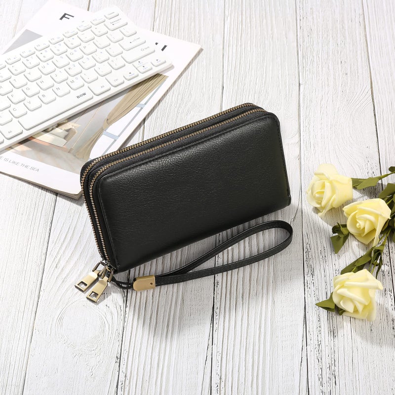 GAEKEAO Wallet for Women Clutch RFID Blocking Leather Wristlet Purse Large Capacity Credit Card Holder with Grip Hand Strap - Image 2