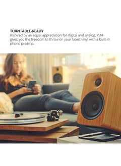 Kanto YU4BAMBOO Powered Speakers with Bluetooth and Built-in Phono Preamp | Auto Standby and Startup | Remote Included | 140W Peak Power | Pair | Bamboo  - Image 5