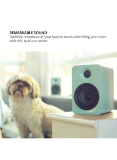 Kanto YU4BAMBOO Powered Speakers with Bluetooth and Built-in Phono Preamp | Auto Standby and Startup | Remote Included | 140W Peak Power | Pair | Bamboo  - Image 4