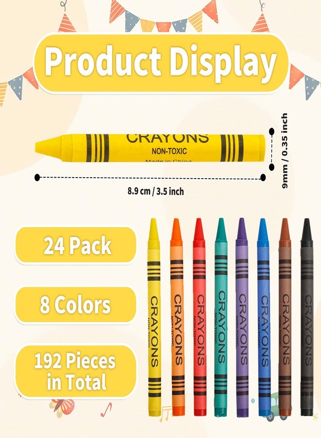Loccmat Crayons 24 Pack 8 Colors, Bulk Crayons (192ct), Kids Party Favors & Classroom Supplies - Image 2