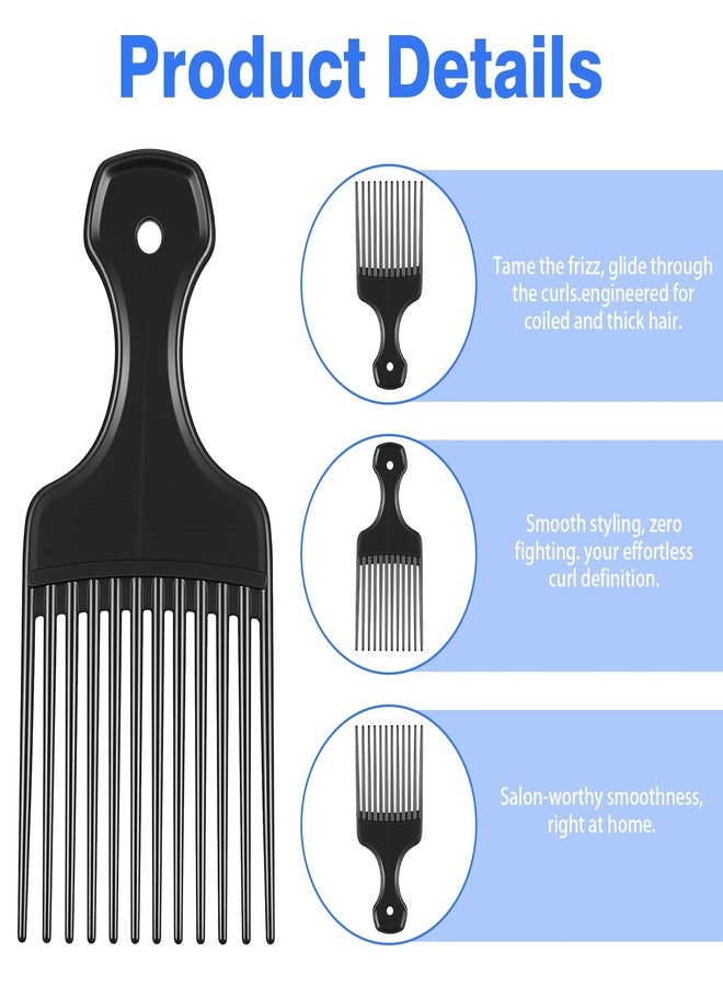 KFHENSOMR 4Pcs Afro Pick Comb, Plastic Afro Picks for Men, Blue & Black - Image 3