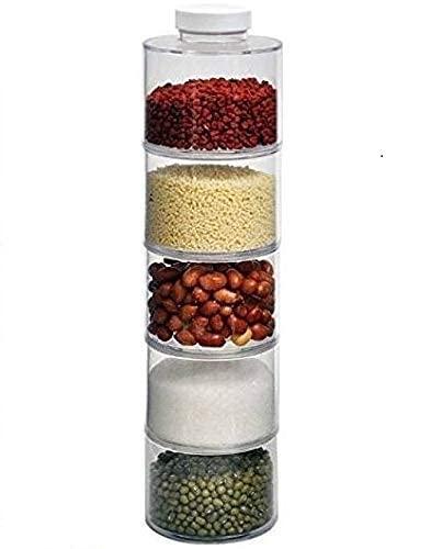 Ritmo Spice Tower Acrylic Stacking Bottle with Sifter Lid Transparent Carousel Spice Tower Organizer Use for Kitchen Spice Storage Seasoning Dried Herbs Jar Container - Image 1