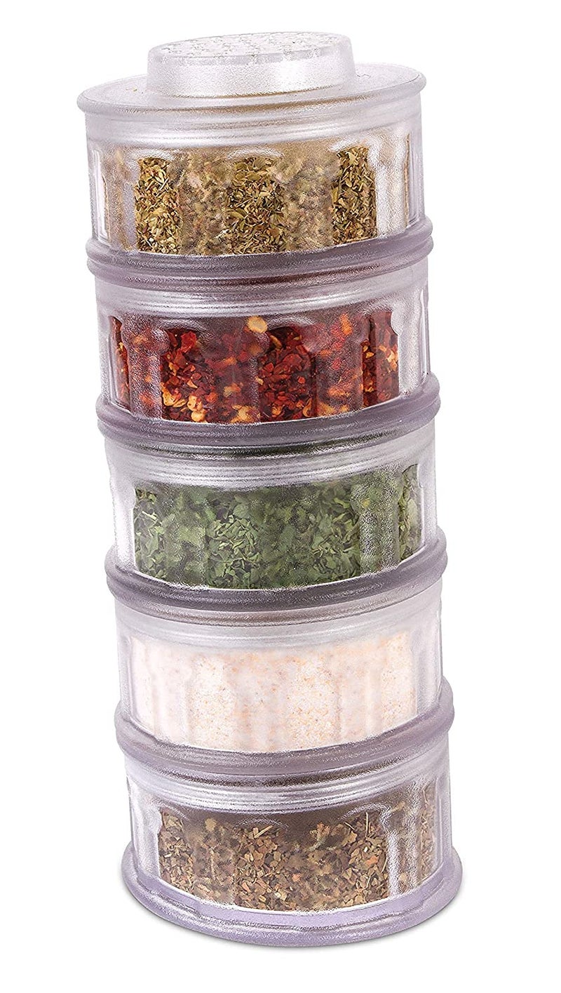 Ritmo Spice Tower Acrylic Stacking Bottle with Sifter Lid Transparent Carousel Spice Tower Organizer Use for Kitchen Spice Storage Seasoning Dried Herbs Jar Container - Image 5