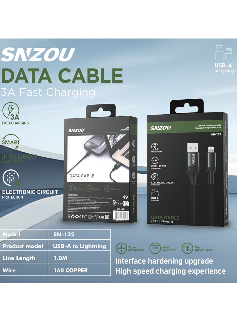 SNZOU - Snzou SmartCharge 3A USB-A to Lightning Cable - Image 1