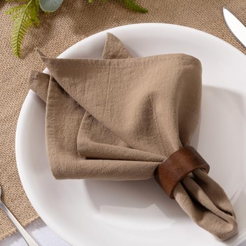 MLMW Nude Brown Cloth Napkins Set of 6 Linen Rustic Cotton Napkins Cloth Bulk Washable Dinner Napkins 1616 for Wedding Party Baby Bridal Shower Birthday Table Decor - Image 3